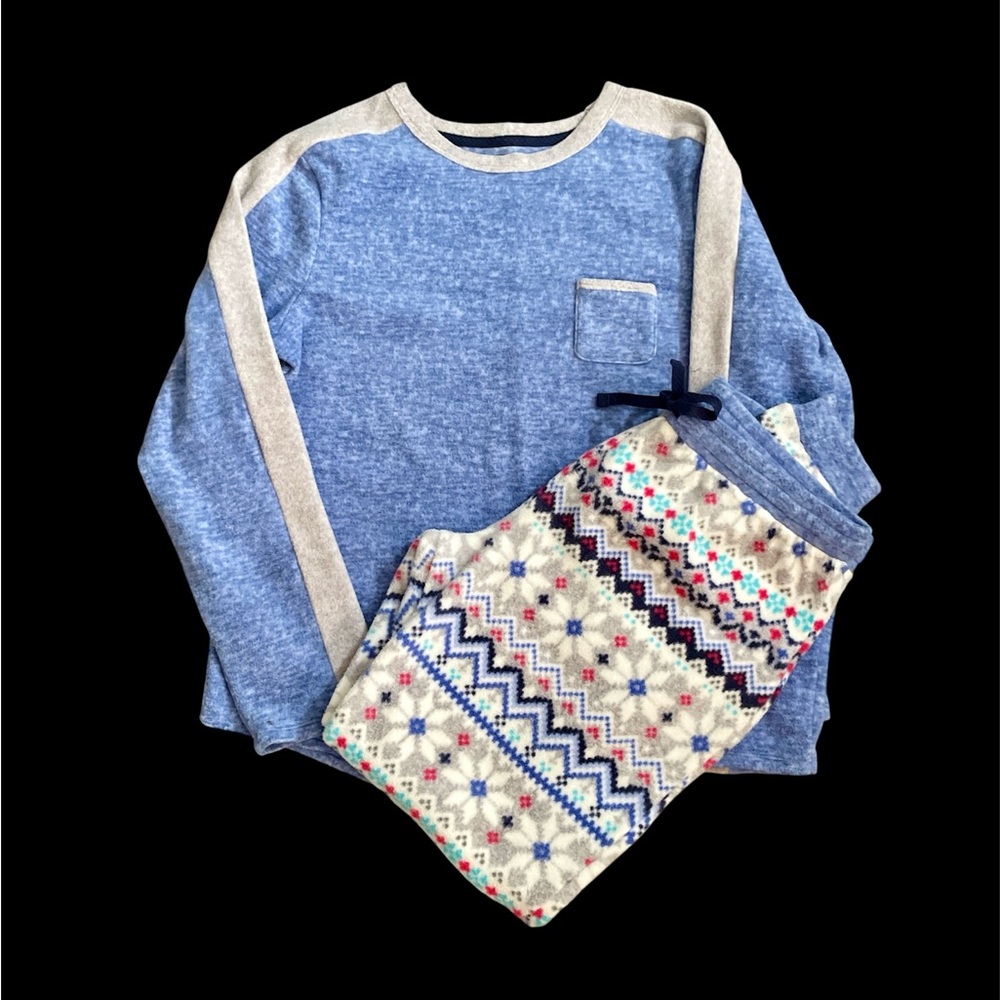 Cuddl Duds Heathered Blue and Gray Pajama Set